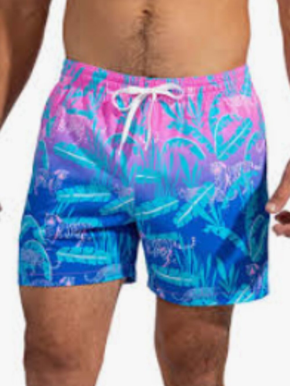 Cubbies Tropical Ombre Tiger Print 5.5" Swim Shorts Size S Blue Pink Drawstring